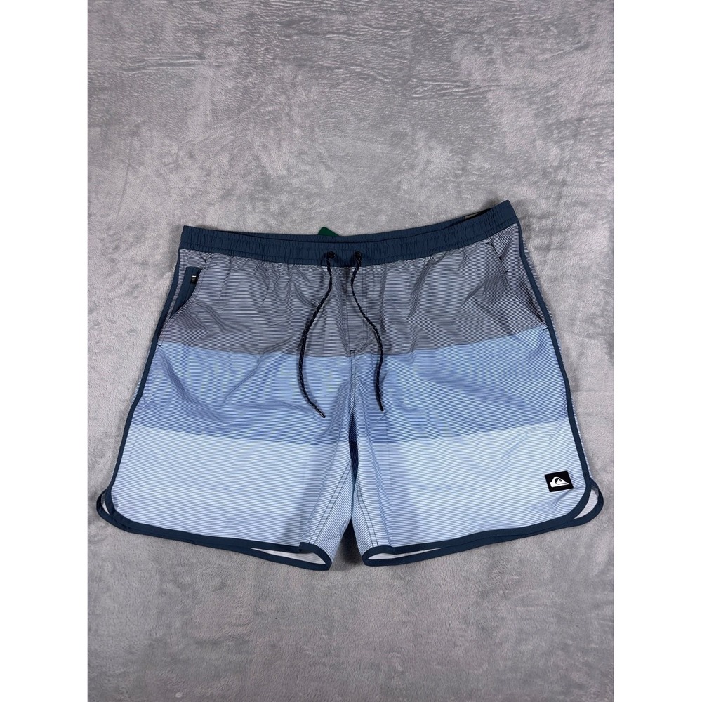 Quiksilver Board Shorts Mens 3XL Blue Striped NWT Drawstring Elastic Waist